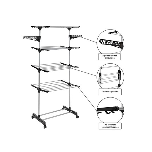 IDOMYA Essentials Suszarka w kolorze srebrno-czarnym na pranie - 129 x 165 x 58 Idomya Essentials onesize Limango Polska okazja