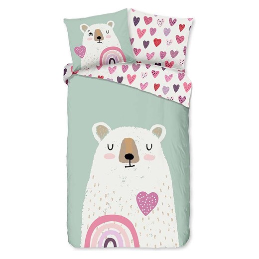 Good Morning Komplet pościeli flanelowej &quot;Ted&quot; w kolorze biało-zielonym ze sklepu Limango Polska w kategorii Pościel dziecięca - zdjęcie 176407153