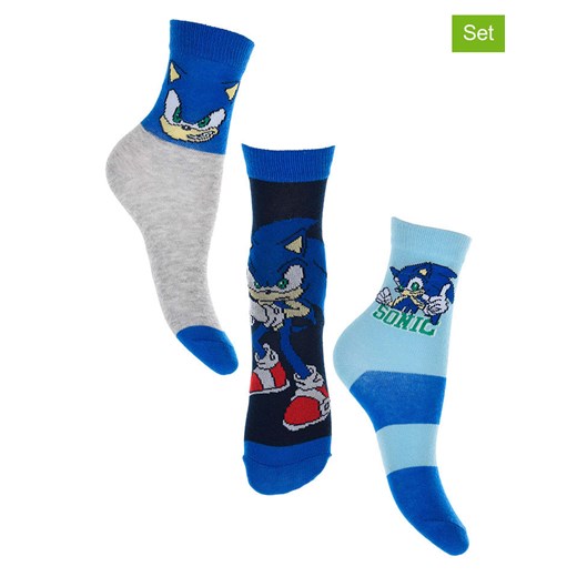 Sonic Skarpety (3 pary) &quot;Sonic&quot; ze wzorem ze sklepu Limango Polska w kategorii Skarpetki dziecięce - zdjęcie 176408800