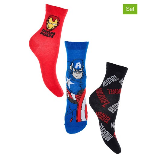 Avengers Skarpety (3 pary) &quot;Avengers&quot; ze wzorem ze sklepu Limango Polska w kategorii Skarpetki dziecięce - zdjęcie 176408801