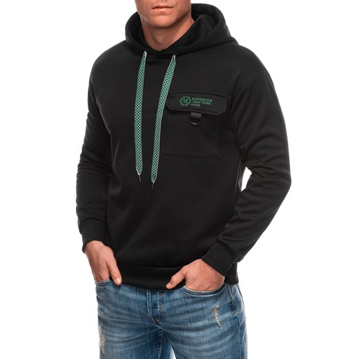 Bluza męska z kapturem 1700B - czarna ze sklepu Edoti w kategorii Bluzy męskie - zdjęcie 176412772