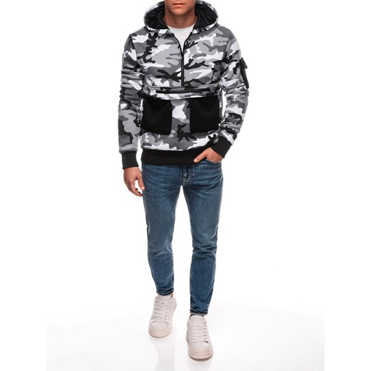 Bluza męska z kapturem 1694B - szara ze sklepu Edoti w kategorii Bluzy męskie - zdjęcie 176412853