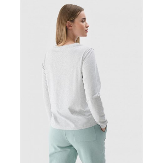 Damski longsleeve basic 4F 4FWMM00TLONF431 - szary ze sklepu Sportstylestory.com w kategorii Bluzki damskie - zdjęcie 176420583
