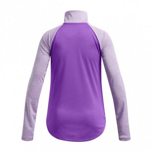 Dziewczęca bluza treningowa nierozpinana bez kaptura Under Armour Tech Graphic 1/2 Zip - fioletowa ze sklepu Sportstylestory.com w kategorii Bluzy dziewczęce - zdjęcie 176421320