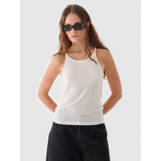 Damski top basic Outhorn OTHWAW24TSLEF189 - biały ze sklepu Sportstylestory.com w kategorii Bluzki damskie - zdjęcie 176422773