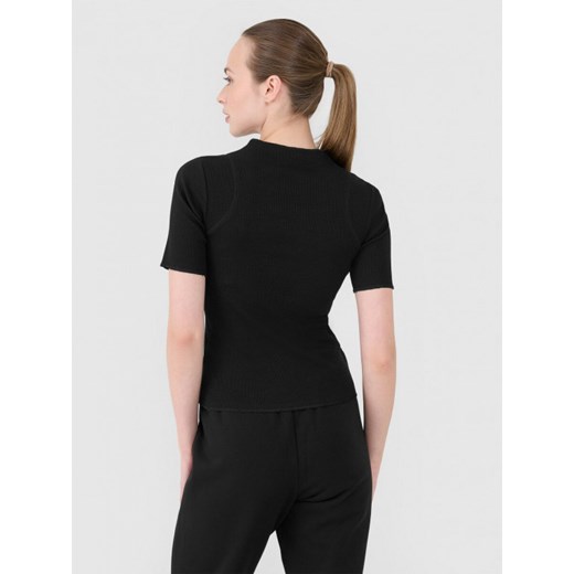 Damski t-shirt basic Outhorn OTHWAW24TTSHF1757 - czarny ze sklepu Sportstylestory.com w kategorii Bluzki damskie - zdjęcie 176424213