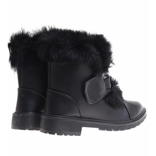 Zimowe czarne dziewczęce botki z futerkiem /B6-2 17106 T394/ Pantofelek24 29 Pantofelek24.pl