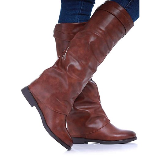 Brązowe lekko ocieplone kozaki na koturnie /A5-3 17059 G287/ 40 Pantofelek24.pl promocyjna cena