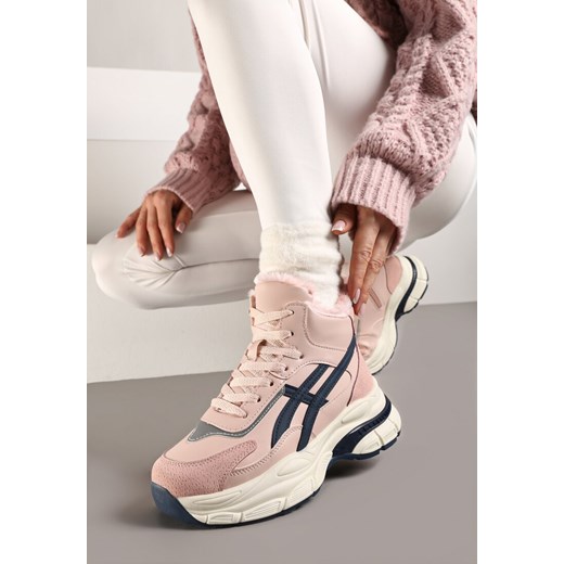 Różowe Sneakersy za Kostkę na Platformie Eloriane ze sklepu born2be.pl w kategorii Buty sportowe damskie - zdjęcie 176430361