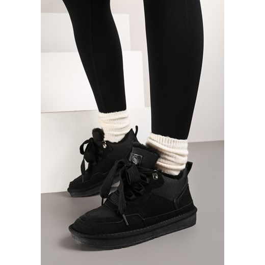 Czarne Sneakersy Vices w Stylu Śniegowców Ocieplane z Szerokim Sznurowaniem Rennith ze sklepu born2be.pl w kategorii Buty sportowe damskie - zdjęcie 176431740