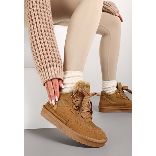 Brązowe Sneakersy Vices w Stylu Śniegowców Ocieplane z Szerokim Sznurowaniem Rennith ze sklepu born2be.pl w kategorii Buty sportowe damskie - zdjęcie 176431752