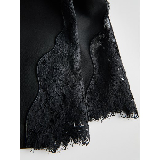 Reserved - Spodnie z koronkowym wykończeniem - czarny Reserved M Reserved