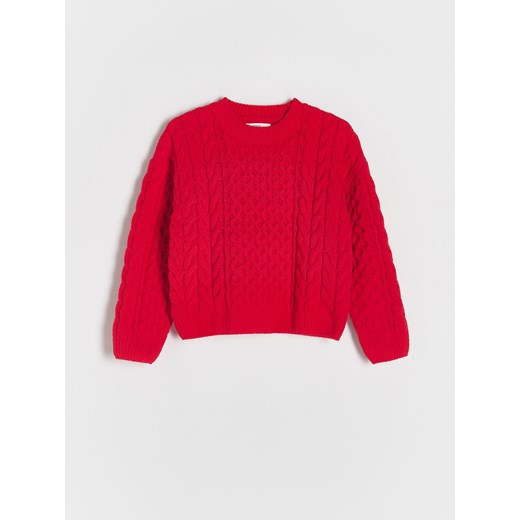 Reserved - Sweter z warkoczowym splotem - czerwony Reserved 146 (10 lat) Reserved