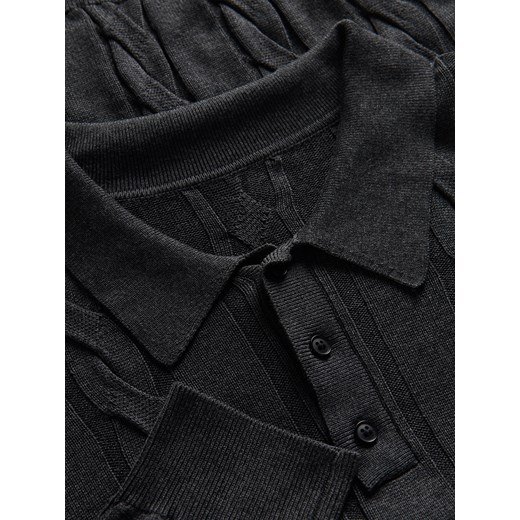 Reserved - Sweter polo z długim rękawem - szary Reserved M Reserved
