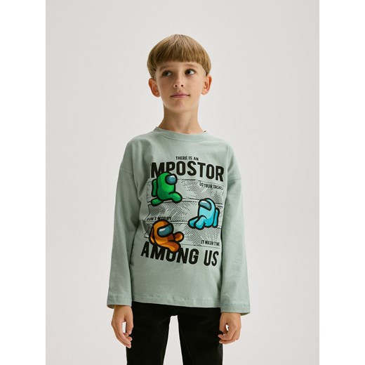 Reserved - Longsleeve Among Us - jasnozielony Reserved 146 (10 lat) Reserved