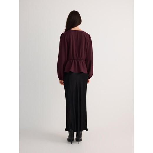 Reserved - Bluzka z lyocellem - mahoniowy Reserved M Reserved
