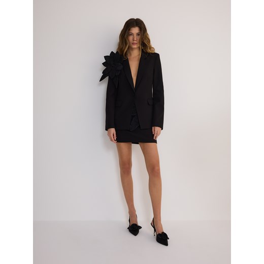 Reserved - Marynarka z efektownym kwiatem - czarny Reserved XS Reserved