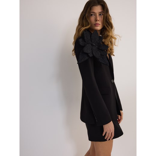 Reserved - Marynarka z efektownym kwiatem - czarny Reserved L Reserved