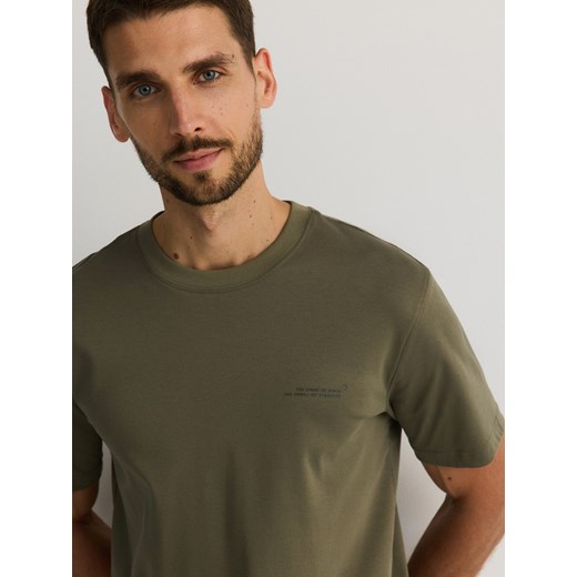 Reserved - T-shirt regular z bawełny pima - oliwkowy Reserved XXL Reserved