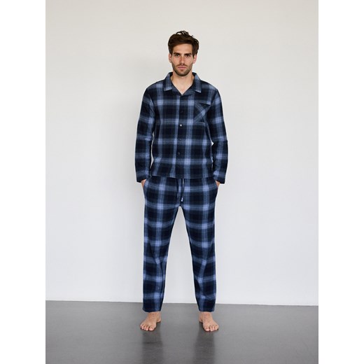Reserved - Dwuczęściowa piżama w kratę - niebieski Reserved S Reserved