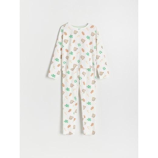 Reserved - Dwuczęściowa piżama Pusheen - złamana biel ze sklepu Reserved w kategorii Piżamy dziecięce - zdjęcie 176437700