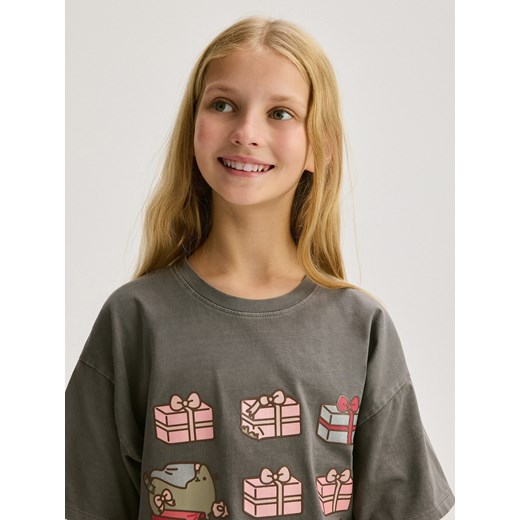 Reserved - Świąteczny t-shirt Pusheen - ciemnoszary Reserved 116 (5-6 lat) Reserved