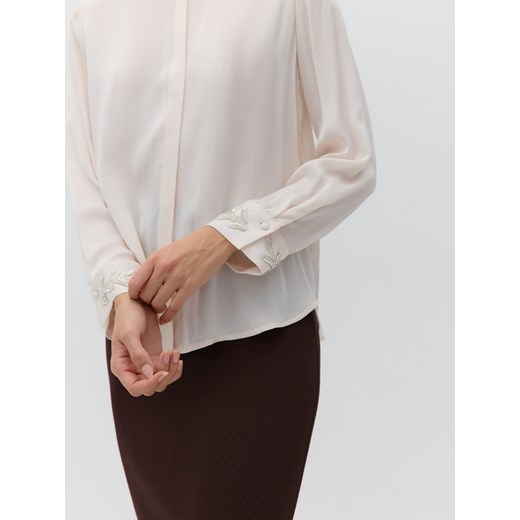 Reserved - Koszula z ozdobnymi mankietami - kremowy Reserved XL Reserved
