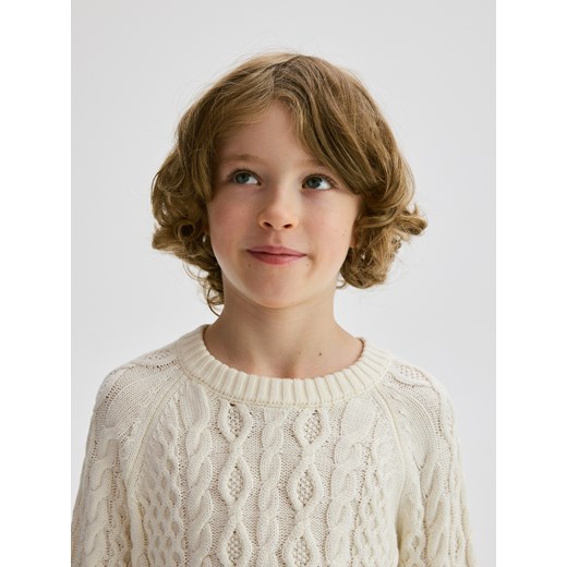 Reserved - Sweter z dodatkiem wiskozy - złamana biel Reserved 128 (7-8 lat) Reserved