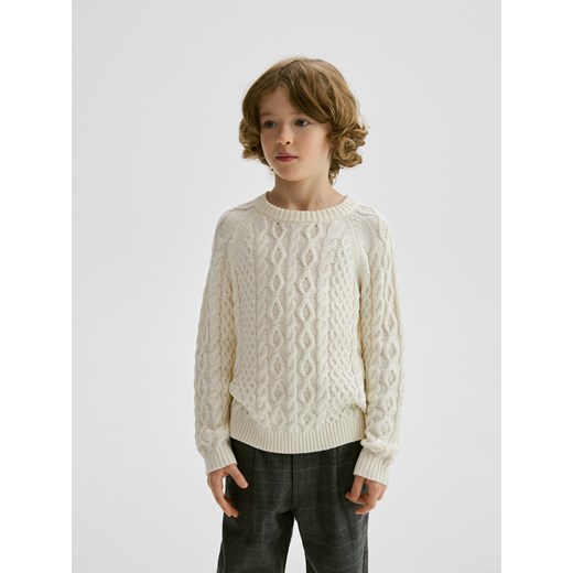 Reserved - Sweter z dodatkiem wiskozy - złamana biel Reserved 164 (13 lat) Reserved