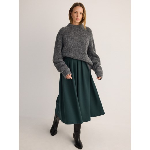 Reserved - Spódnica midi z zakładkami - morski ze sklepu Reserved w kategorii Spódnice - zdjęcie 176439952