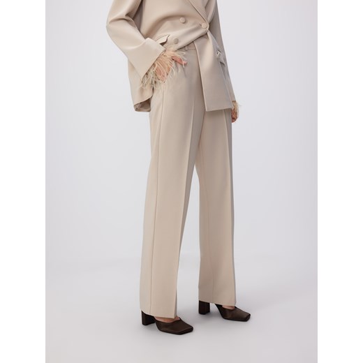 Reserved - Spodnie z kantem - beżowy Reserved M Reserved