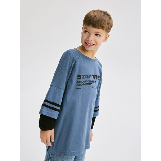 Reserved - Longsleeve z nadrukiem - granatowy Reserved 134 (8 lat) Reserved