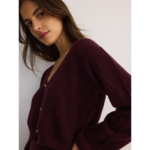 Reserved - Krótki kardigan z guzikami - fioletowy Reserved L Reserved