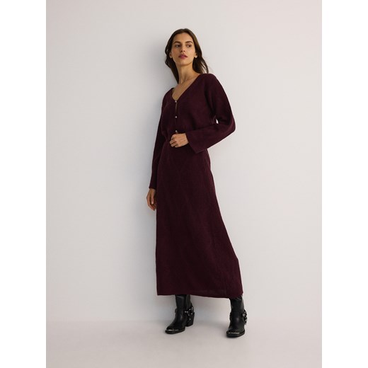 Reserved - Krótki kardigan z guzikami - fioletowy Reserved S Reserved