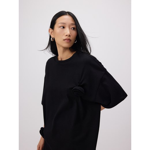 Reserved - T-shirt oversize z aplikacjami - czarny Reserved L Reserved