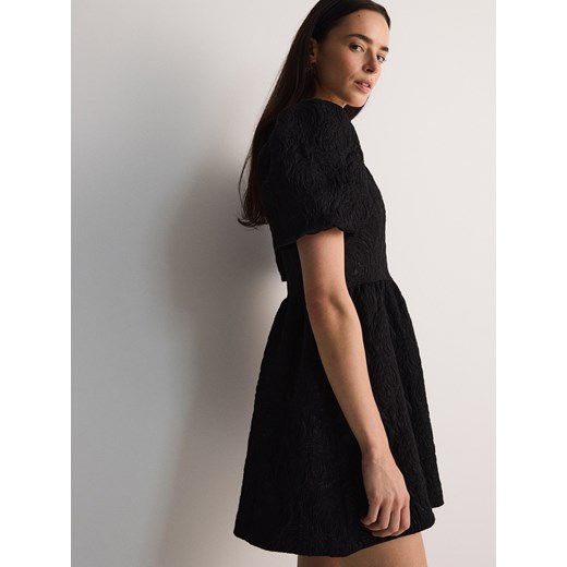 Reserved - Żakardowa sukienka mini - czarny Reserved XS Reserved