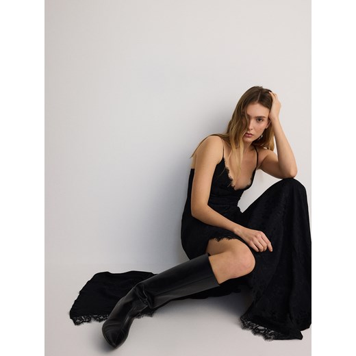 Reserved - Żakardowa sukienka maxi - czarny Reserved XS Reserved