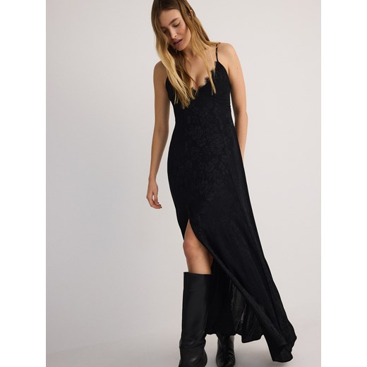 Reserved - Żakardowa sukienka maxi - czarny Reserved XL Reserved