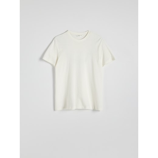 Reserved - Bawełniany t-shirt regular fit - złamana biel Reserved M Reserved