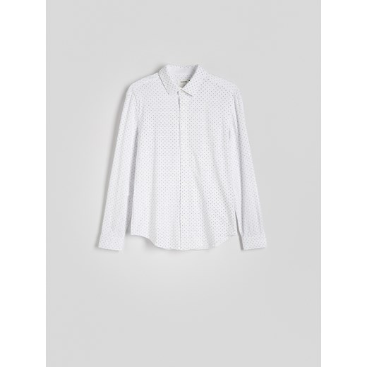 Reserved - Wzorzysta koszula regular fit - biały Reserved S Reserved