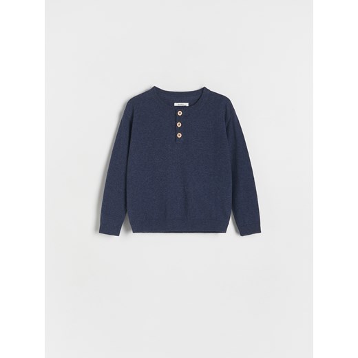 Reserved - Sweter z lnem - granatowy ze sklepu Reserved w kategorii Swetry chłopięce - zdjęcie 176442610