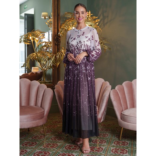 Sukienka maxi z długim rękawem w kwiaty Potis & Verso Bertina ze sklepu Eye For Fashion w kategorii Sukienki - zdjęcie 176443522