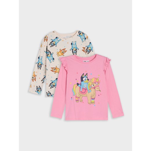 Sinsay - Koszulka z długimi rękawami Bluey 2 pack - różowy Sinsay 128 Sinsay