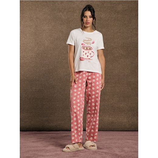 Sinsay - Piżama dwuczęściowa - kremowy ze sklepu Sinsay w kategorii Piżamy damskie - zdjęcie 176465082