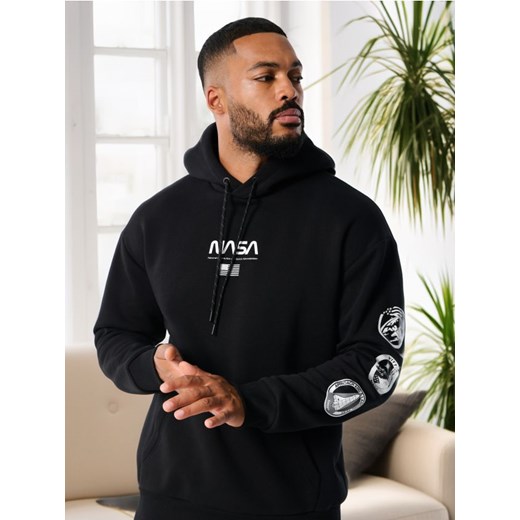 Sinsay - Bluza z kapturem NASA - czarny ze sklepu Sinsay w kategorii Bluzy męskie - zdjęcie 176465674