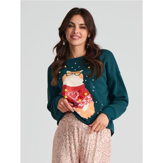 Sinsay - Bluza świąteczna - zielony ze sklepu Sinsay w kategorii Bluzy damskie - zdjęcie 176466112