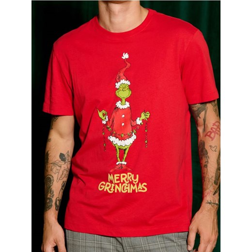 Sinsay - Koszulka Grinch - czerwony ze sklepu Sinsay w kategorii T-shirty męskie - zdjęcie 176466944