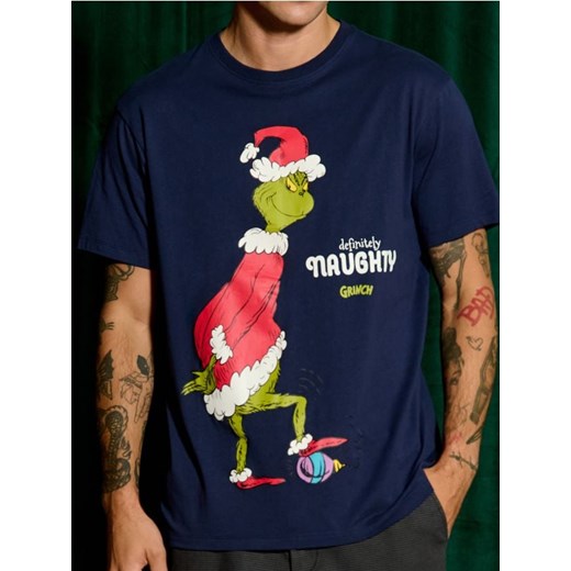 Sinsay - Koszulka Grinch - granatowy ze sklepu Sinsay w kategorii T-shirty męskie - zdjęcie 176467024