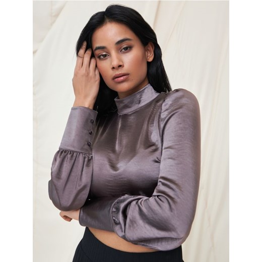 Sinsay - Bluzka ze stójką - brązowy Sinsay L promocyjna cena Sinsay