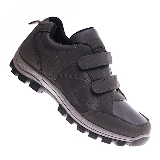 Szare męskie buty sportowe na rzepy /B2-2 17141 T481/ Pantofelek24 41 Pantofelek24.pl